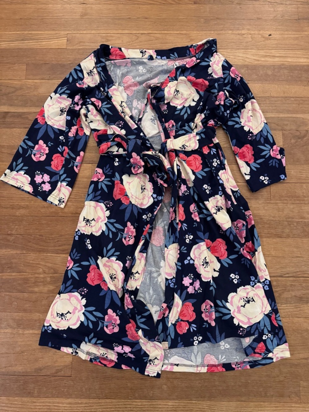 NWT Baby Be Mine Women's Navy Floral Maternity Nursing Robe - Size L/XL